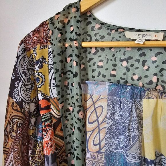 EUC LIKE NEW UMGEE + BOHO PATCH LIKE PRINT LONG/DUSTER KIMONO TOP SIZE 1XL - Picture 8 of 16